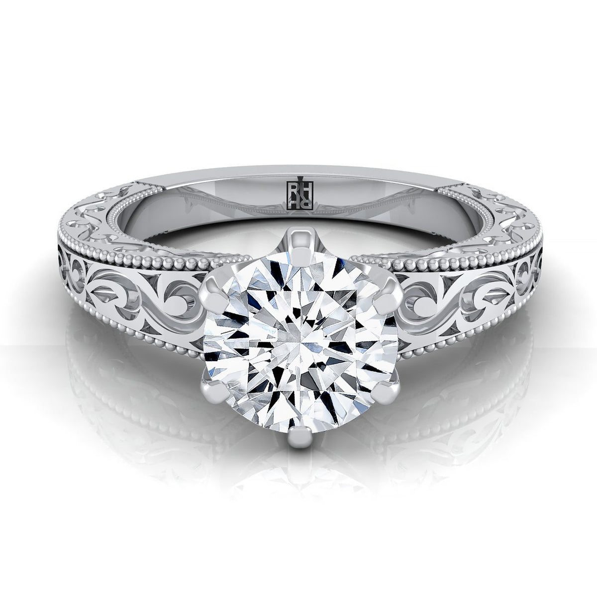 The Virginia round engagement ring setting in Platinum | RockHer