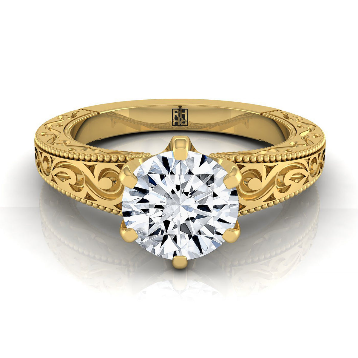 The Virginia round engagement ring setting in 18K Yellow Gold | RockHer