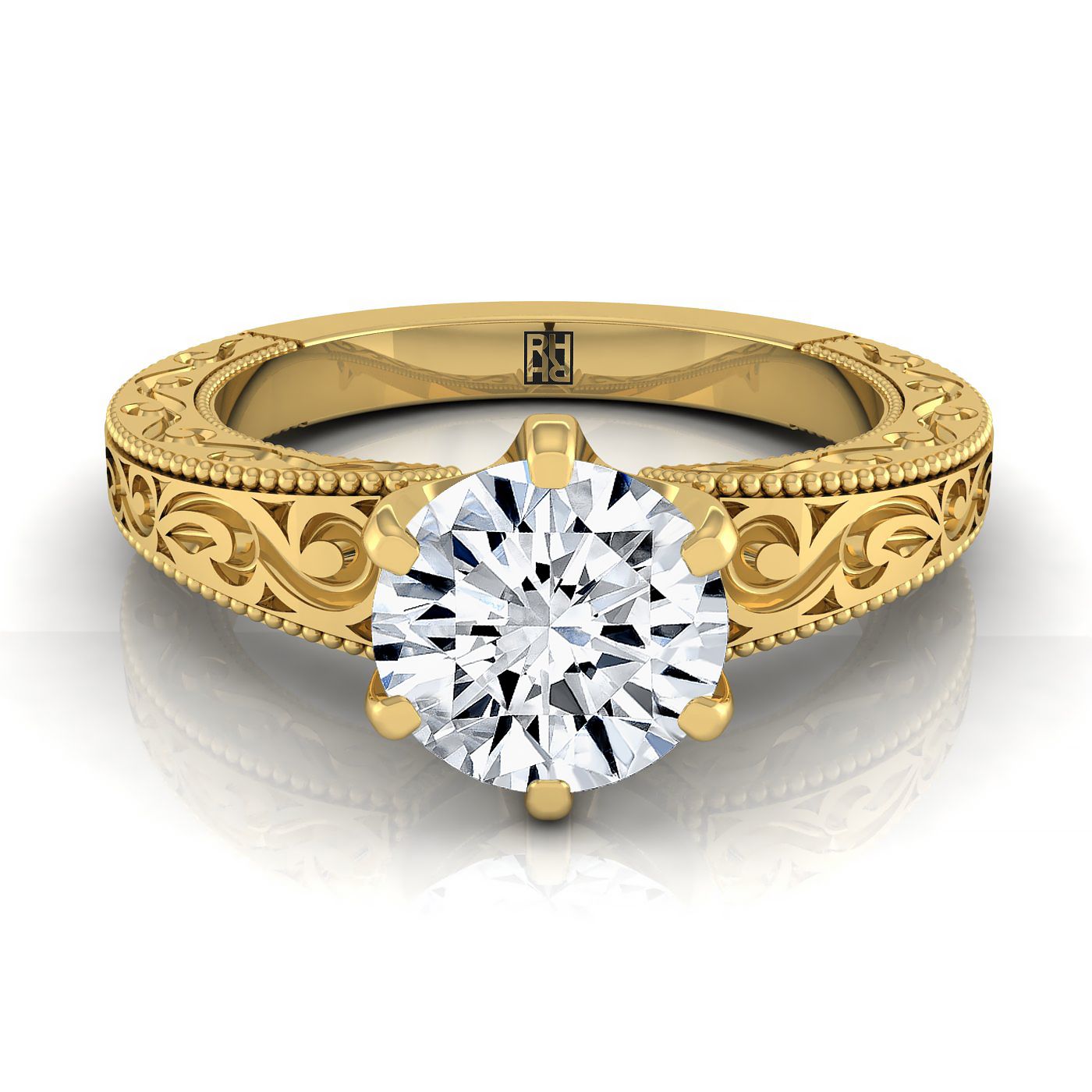 The Virginia Select Vintage Solitaire Engagement Ring with Lab Diamond in 18K Yellow Gold - view 1