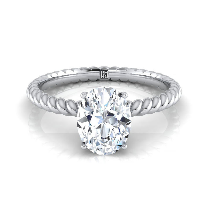 Twisted Rope Surprise Stone Solitaire Oval in Platinum