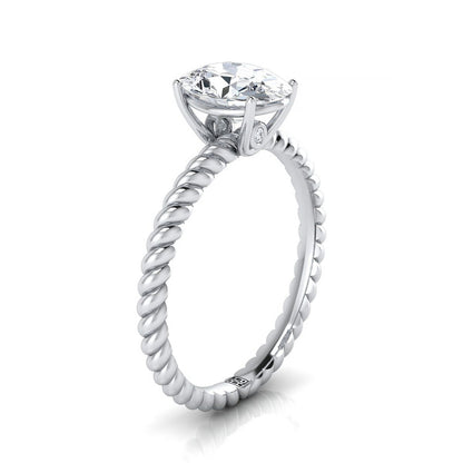 Twisted Rope Surprise Stone Solitaire Oval, in Platinum – view 9 | RockHer