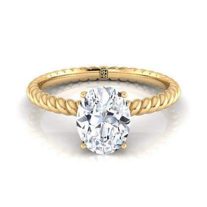 Twisted Rope Surprise Stone Solitaire Oval, in 18K Yellow Gold | RockHer