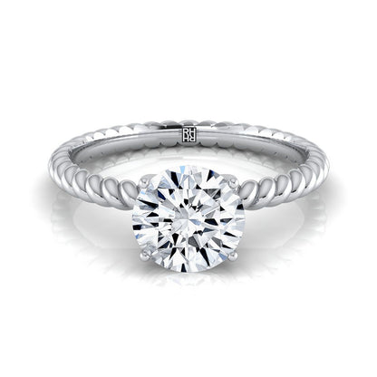 Charlie Select Twisted Rope Surprise Stone Solitaire Round Lab Diamond Engagement Ring in 14K White Gold | RockHer