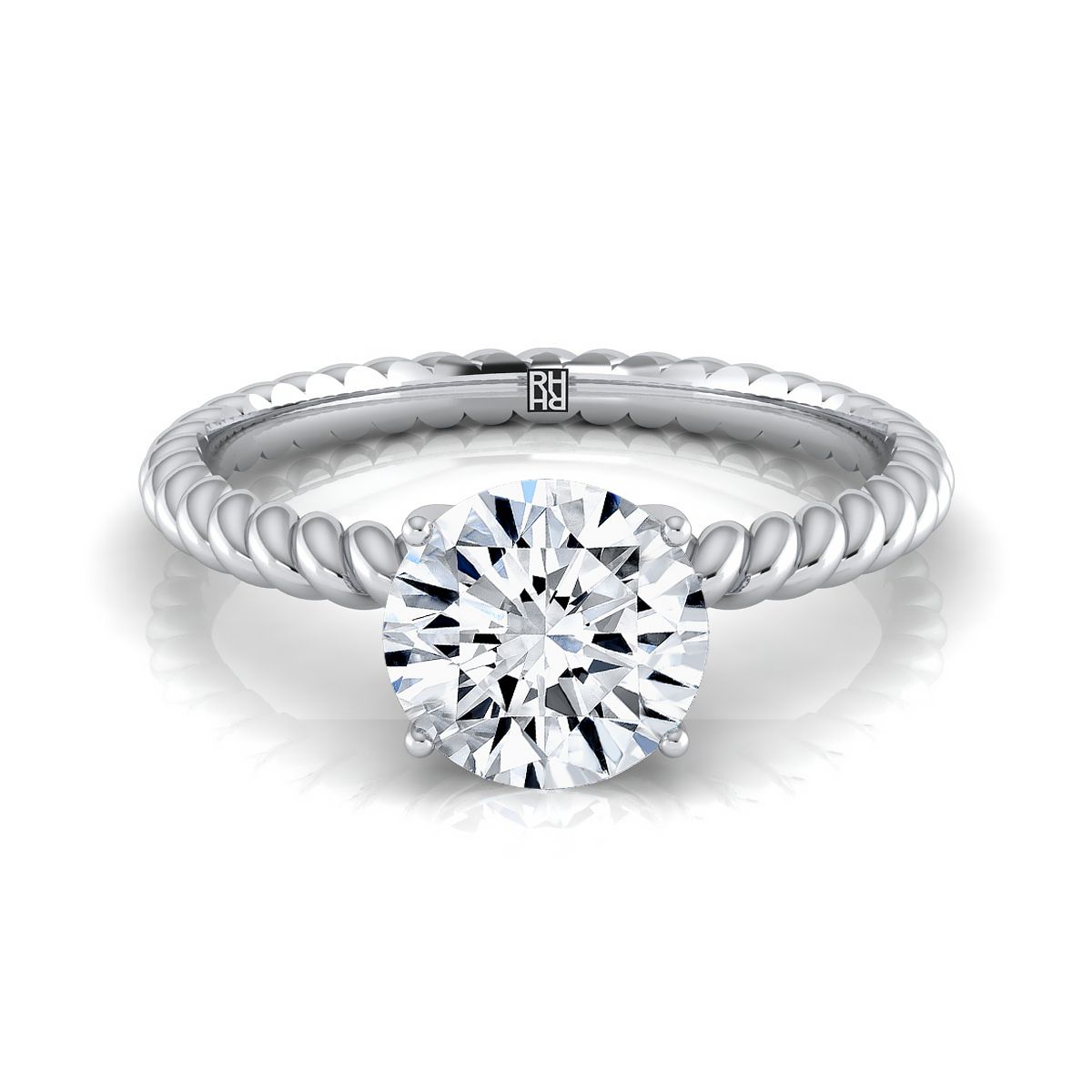 Charlie Select Twisted Rope Surprise Stone Solitaire Round Lab Diamond Engagement Ring in Platinum | RockHer