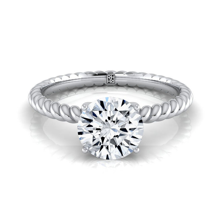 Round Brilliant, Twisted Rope Surprise Stone Solitaire, in Platinum – view 8 | RockHer