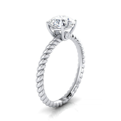 Round Brilliant, Twisted Rope Surprise Stone Solitaire, in Platinum – view 9 | RockHer