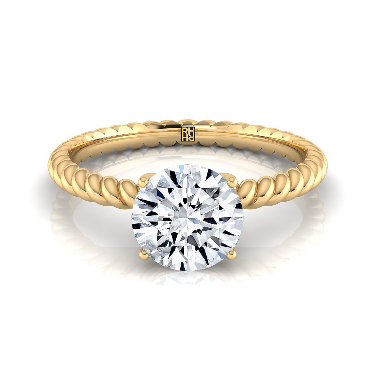 Charlie Select Twisted Rope Surprise Stone Solitaire Round Lab Diamond Engagement Ring in 18K Yellow Gold | RockHer