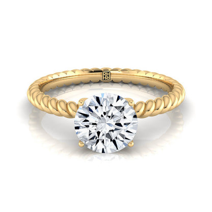 Charlie Select Twisted Rope Surprise Stone Solitaire Round Lab Diamond Engagement Ring in 18K Yellow Gold | RockHer