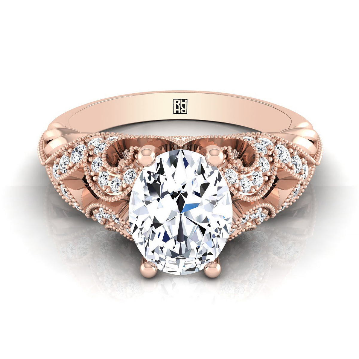 The Wren oval engagement ring setting in 14K Rose Gold | RockHer
