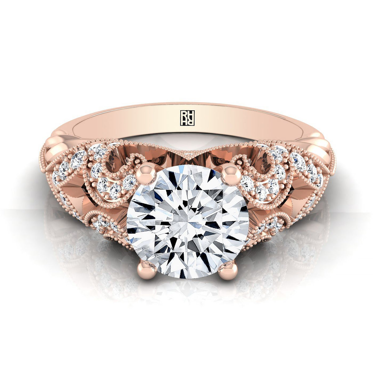 The Wren round engagement ring setting in 14K Rose Gold | RockHer
