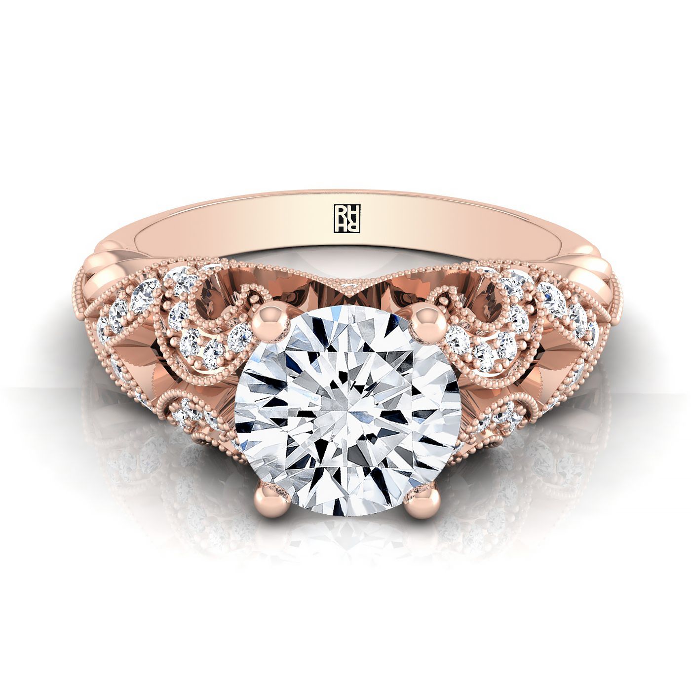 The Wren Select Vintage Solitaire Engagement Ring with Lab Diamond in 14K Rose Gold - view 1