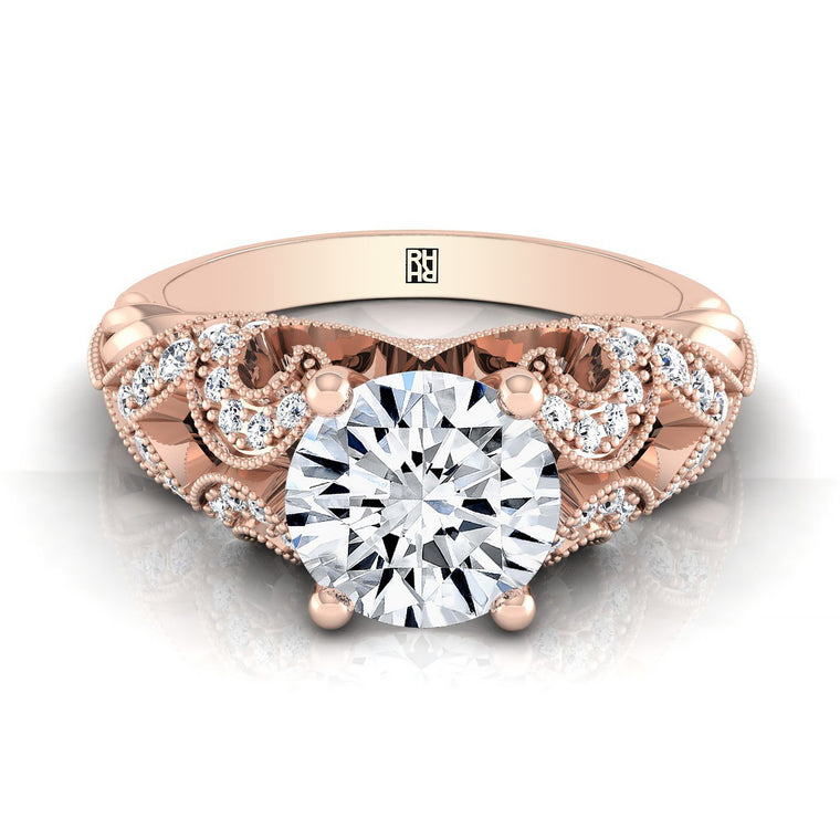 The Wren Select Vintage Beaded Solitaire Round Lab Diamond Engagement Ring in 14K Rose Gold
