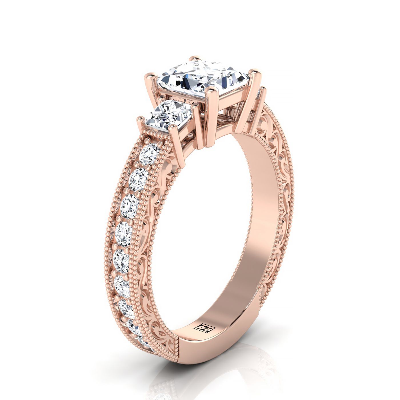 RockHer atelier photo of The Helena princess engagement ring setting in 14K Rose Gold