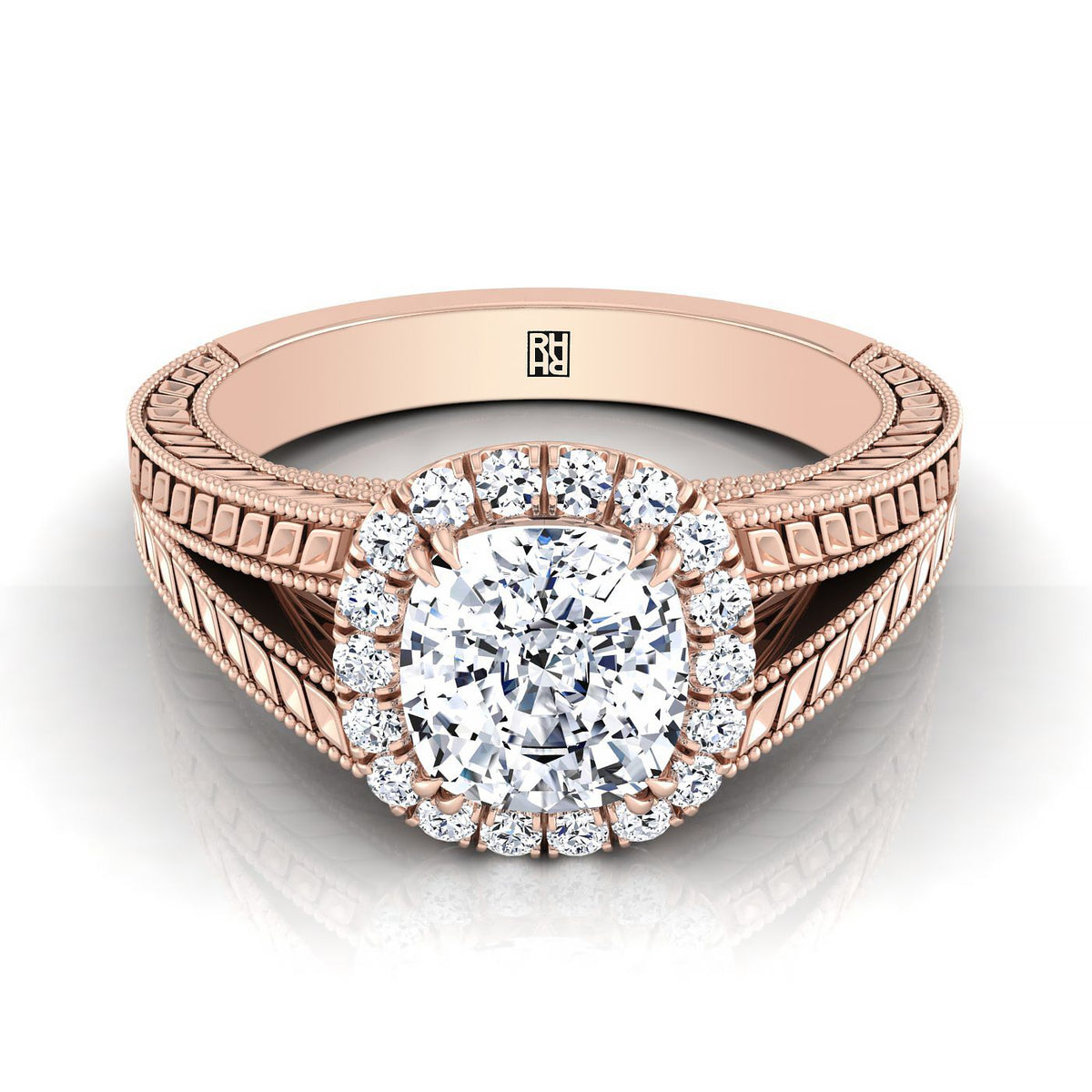 The Ramona cushion engagement ring setting in 14K Rose Gold | RockHer