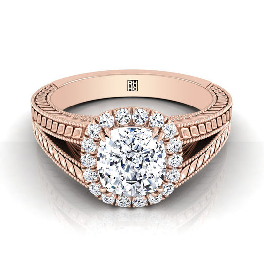 The Ramona Select Halo Engagement Ring with Lab Diamond in 14K Rose Gold - view 1