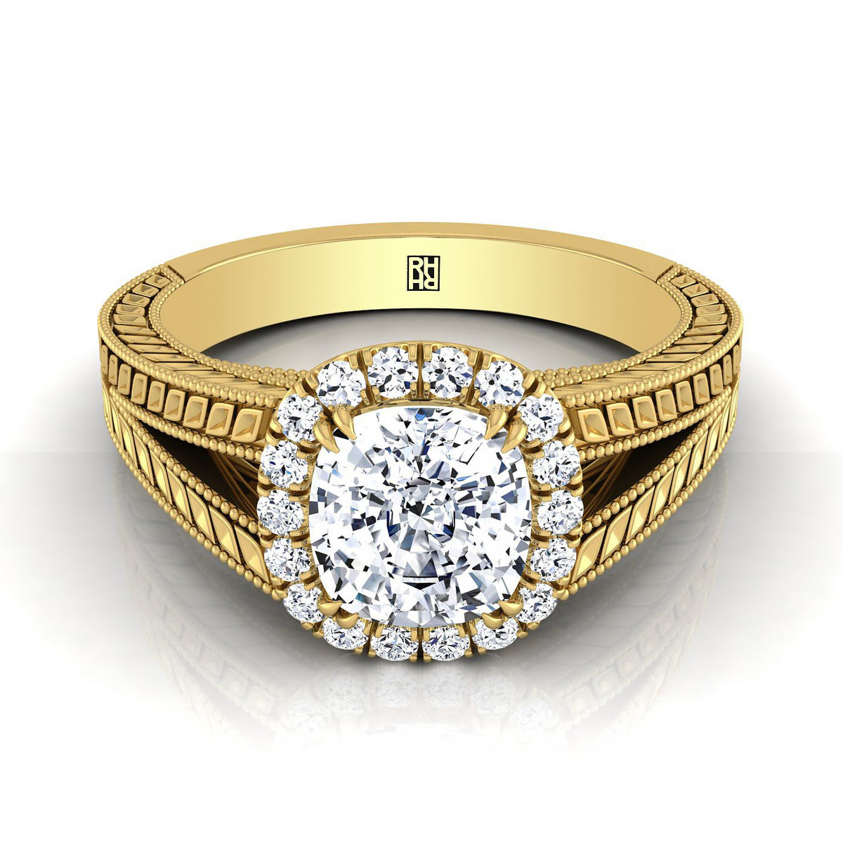 The Ramona cushion engagement ring setting in 18K Yellow Gold | RockHer