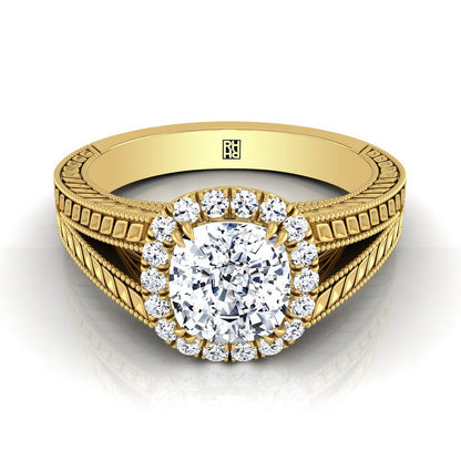 The Ramona Select Halo Engagement Ring with Lab Diamond in 18K Yellow Gold - view 1