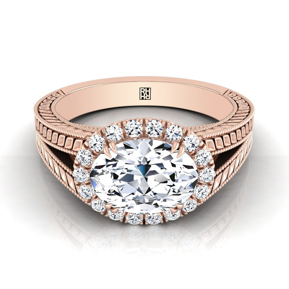 The Ramona oval engagement ring setting in 14K Rose Gold | RockHer
