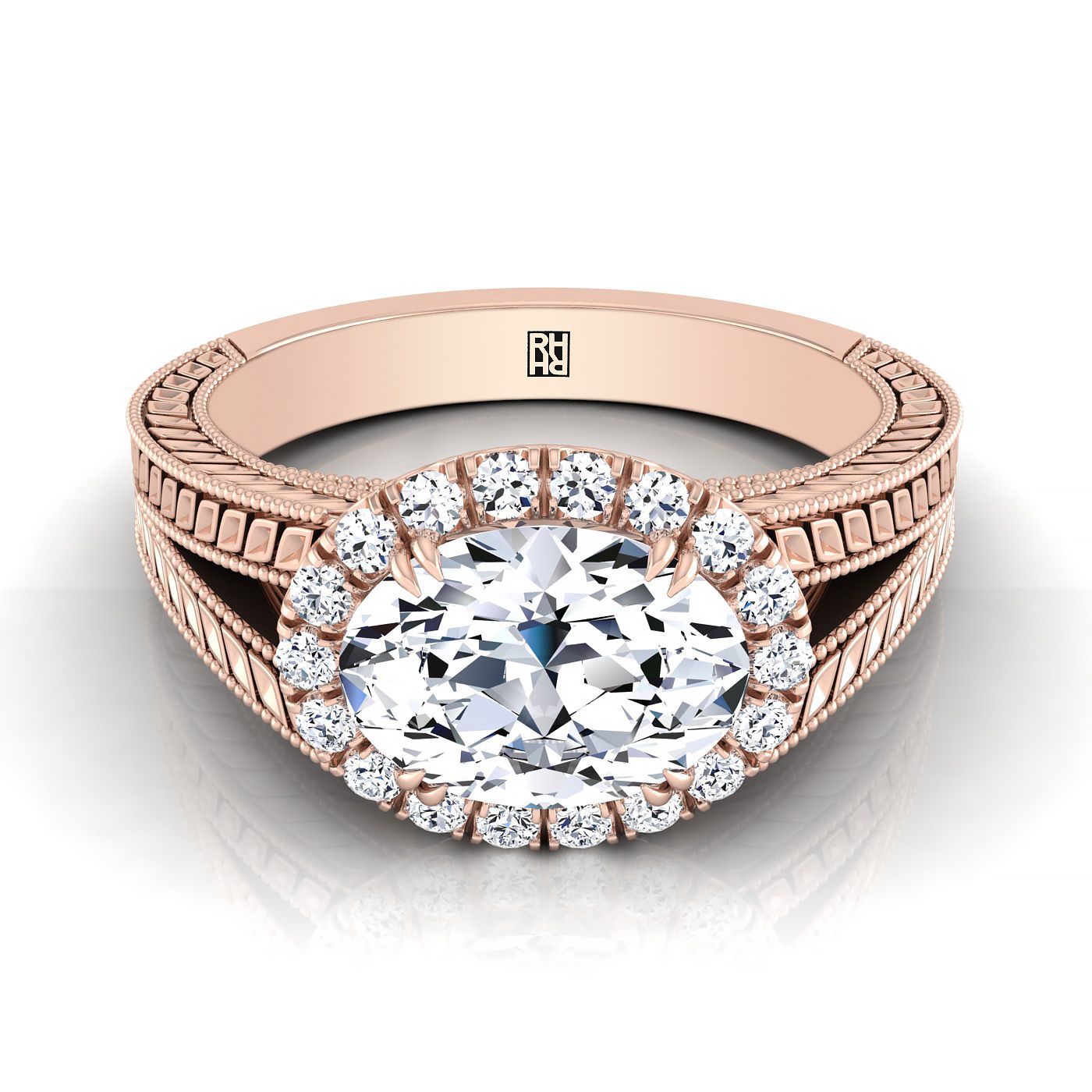 The Ramona Select Halo Engagement Ring with Lab Diamond in 14K Rose Gold - view 1