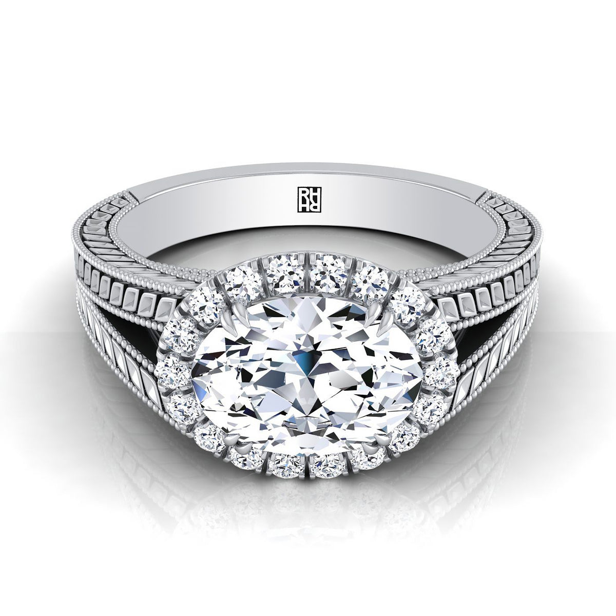 The Ramona oval engagement ring setting in Platinum | RockHer