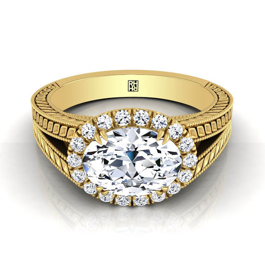 The Ramona Select Halo Engagement Ring with Lab Diamond in 18K Yellow Gold - view 1