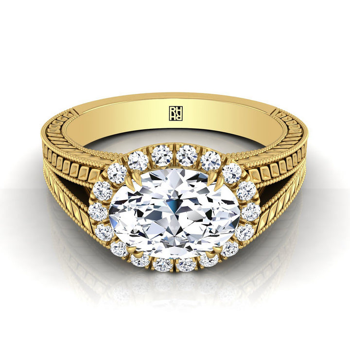 The Ramona Select Halo Engagement Ring with Lab Diamond in 18K Yellow Gold - view 1
