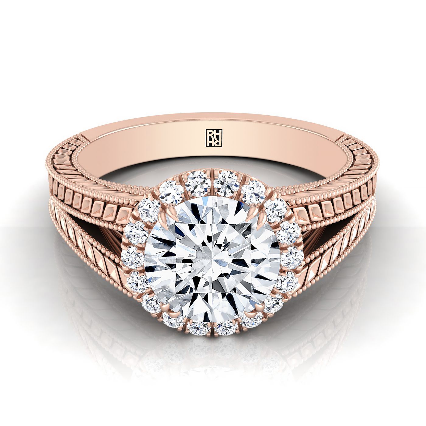The Ramona Select Halo Engagement Ring with Lab Diamond in 14K Rose Gold - view 1