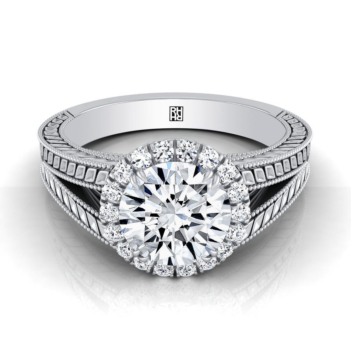 The Ramona round engagement ring setting in Platinum | RockHer
