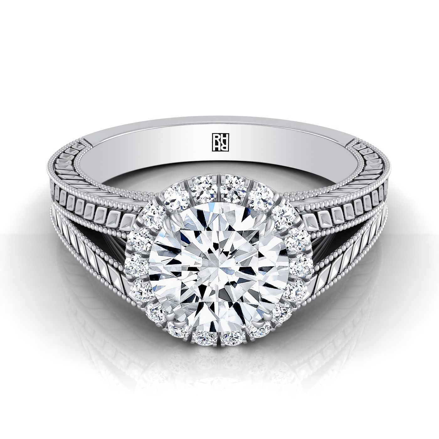 The Ramona Select Halo Engagement Ring with Lab Diamond in 18K White Gold - view 1