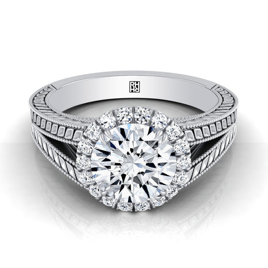 The Ramona Select Halo Engagement Ring with Lab Diamond in 18K White Gold - view 1