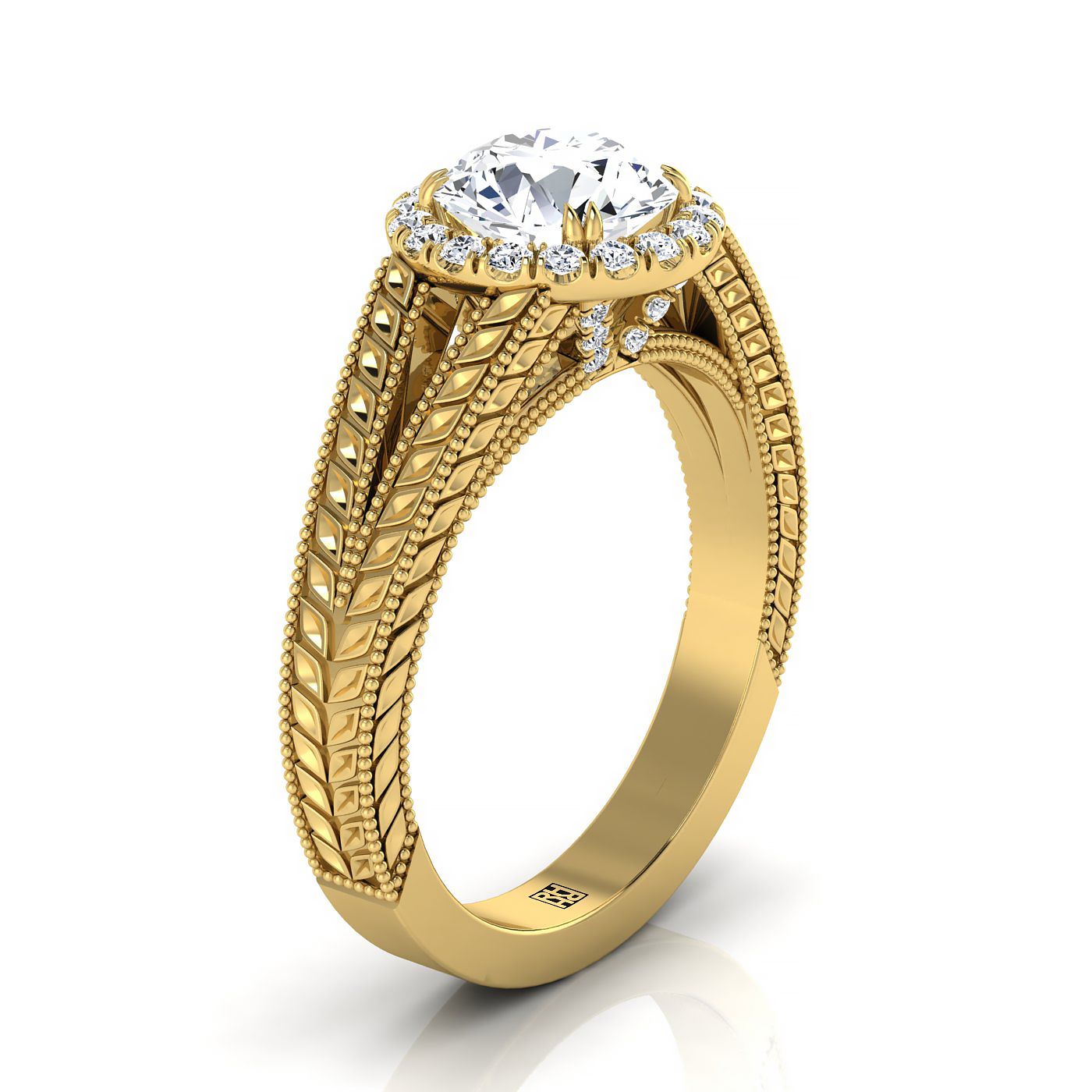 RockHer atelier photo of The Ramona round engagement ring setting in 18K Yellow Gold