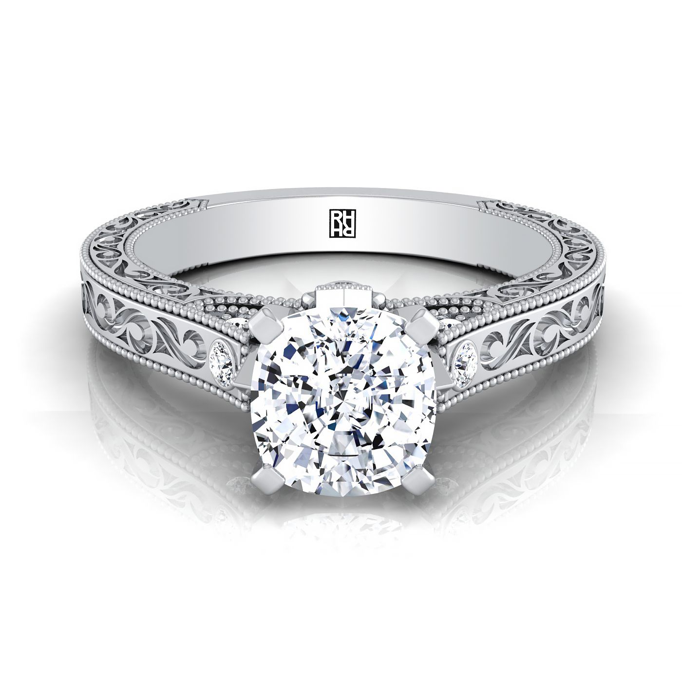 The Stella Select Vintage Solitaire Engagement Ring with Lab Diamond in 18K White Gold - view 1