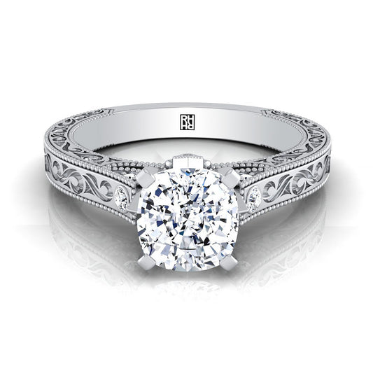 The Stella Select Vintage Solitaire Engagement Ring with Lab Diamond in 18K White Gold - view 1