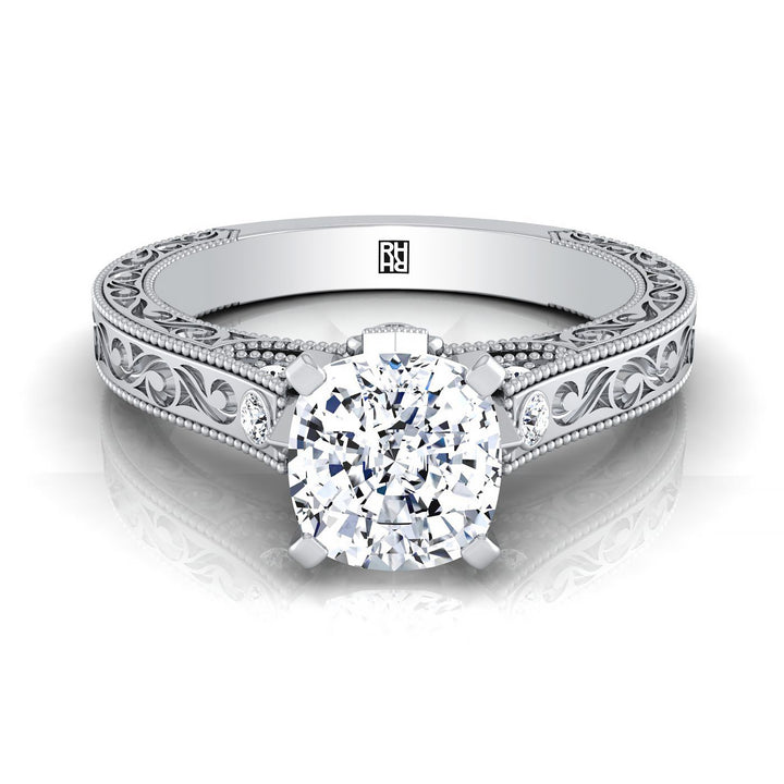 The Stella Select Vintage Solitaire Engagement Ring with Lab Diamond in 18K White Gold - view 1