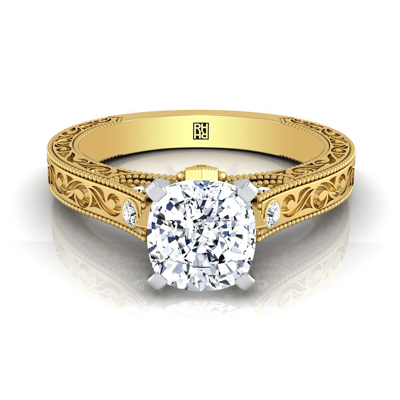 The Stella Select Vintage Solitaire Engagement Ring with Lab Diamond in 18K Yellow Gold - view 1