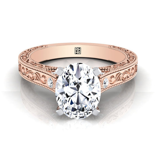 The Stella Select Vintage Solitaire Engagement Ring with Lab Diamond in 14K Rose Gold - view 1
