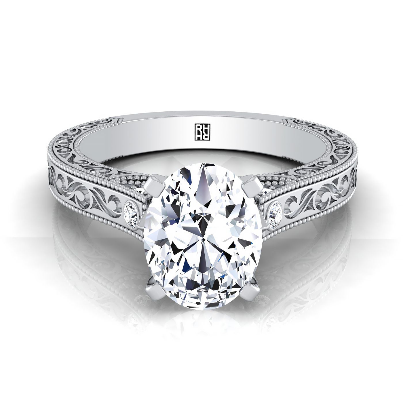 The Stella Select Vintage Solitaire Engagement Ring with Lab Diamond in 18K White Gold - view 1