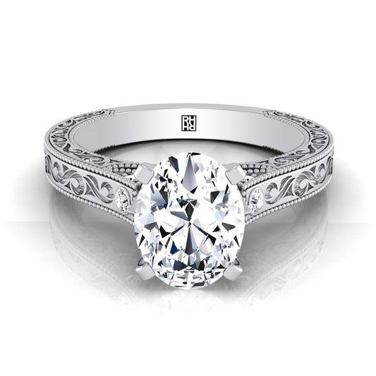 The Stella Select Vintage Solitaire Engagement Ring with Lab Diamond in 18K White Gold - view 1
