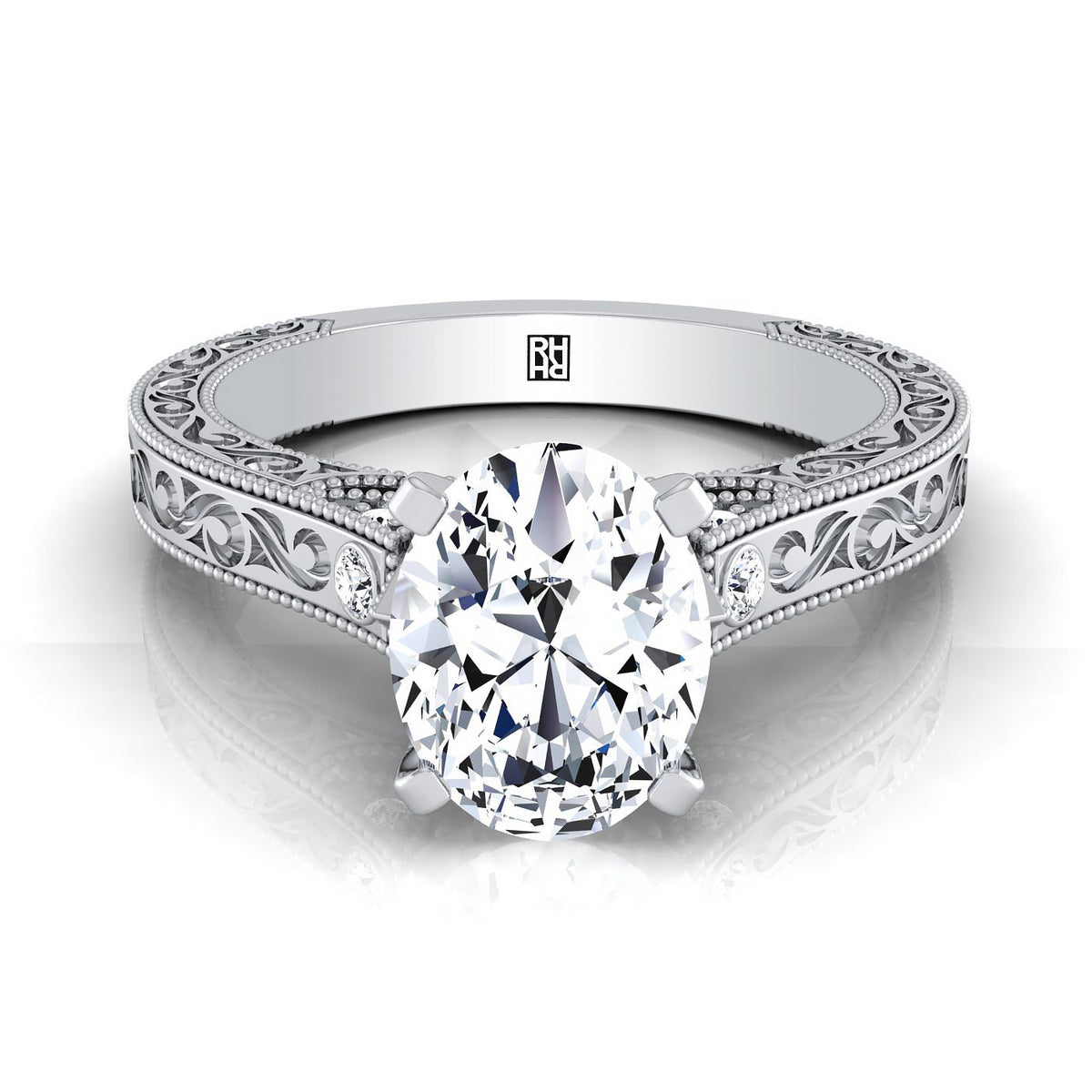 The Stella oval engagement ring setting in Platinum | RockHer