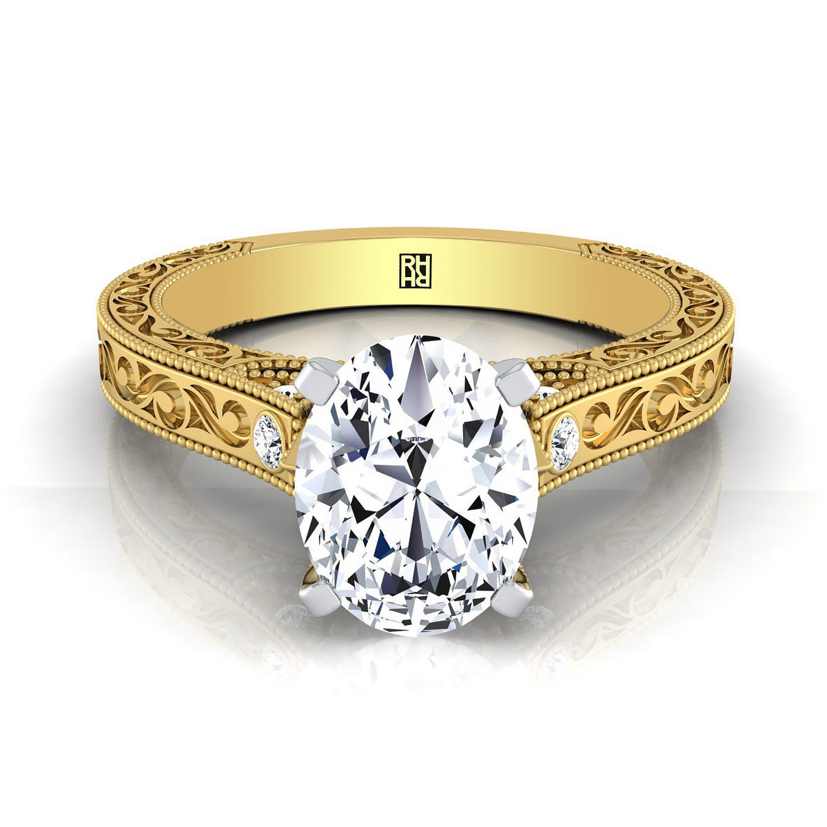 The Stella oval engagement ring setting in 18K Yellow Gold | RockHer