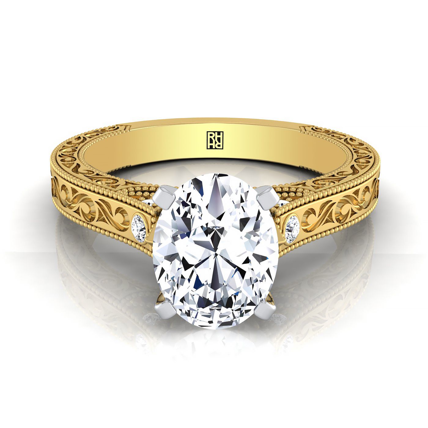 The Stella Select Vintage Solitaire Engagement Ring with Lab Diamond in 18K Yellow Gold - view 1
