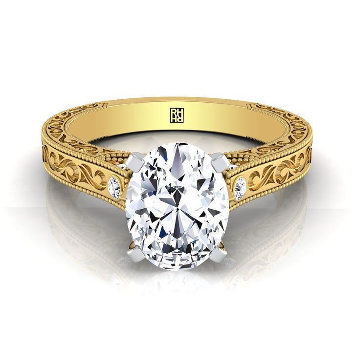 The Stella Select Vintage Solitaire Engagement Ring with Lab Diamond in 18K Yellow Gold - view 1