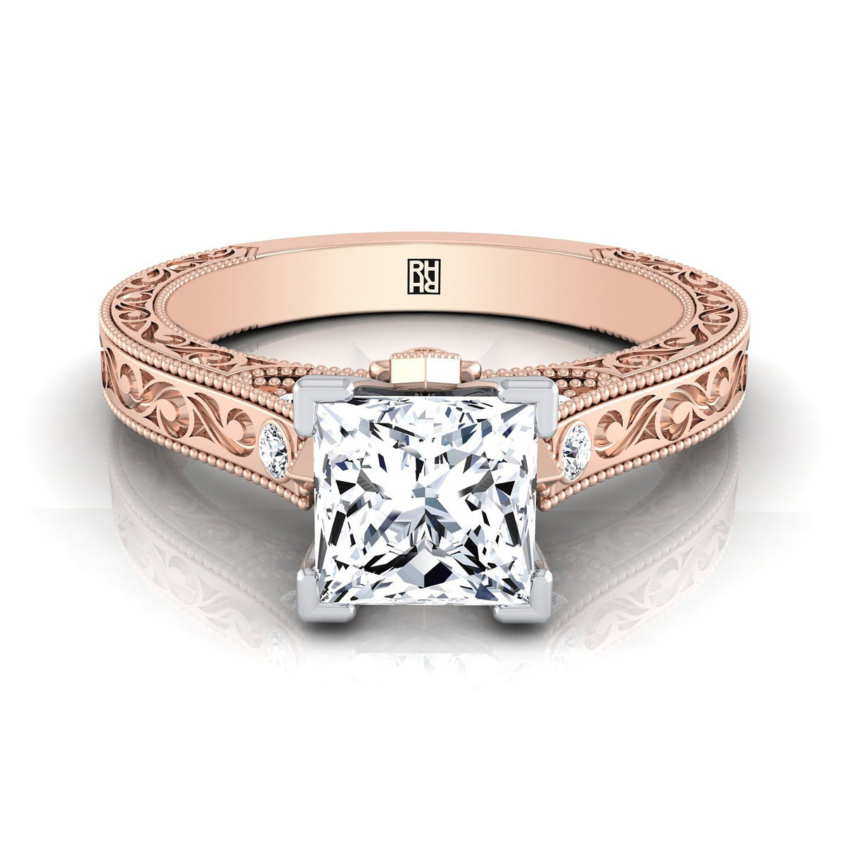 The Stella princess engagement ring setting in 14K Rose Gold | RockHer