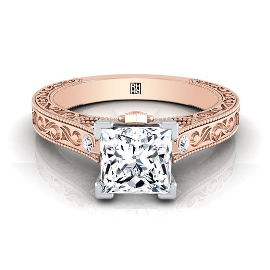 The Stella Select Vintage Solitaire Engagement Ring with Lab Diamond in 14K Rose Gold - view 1