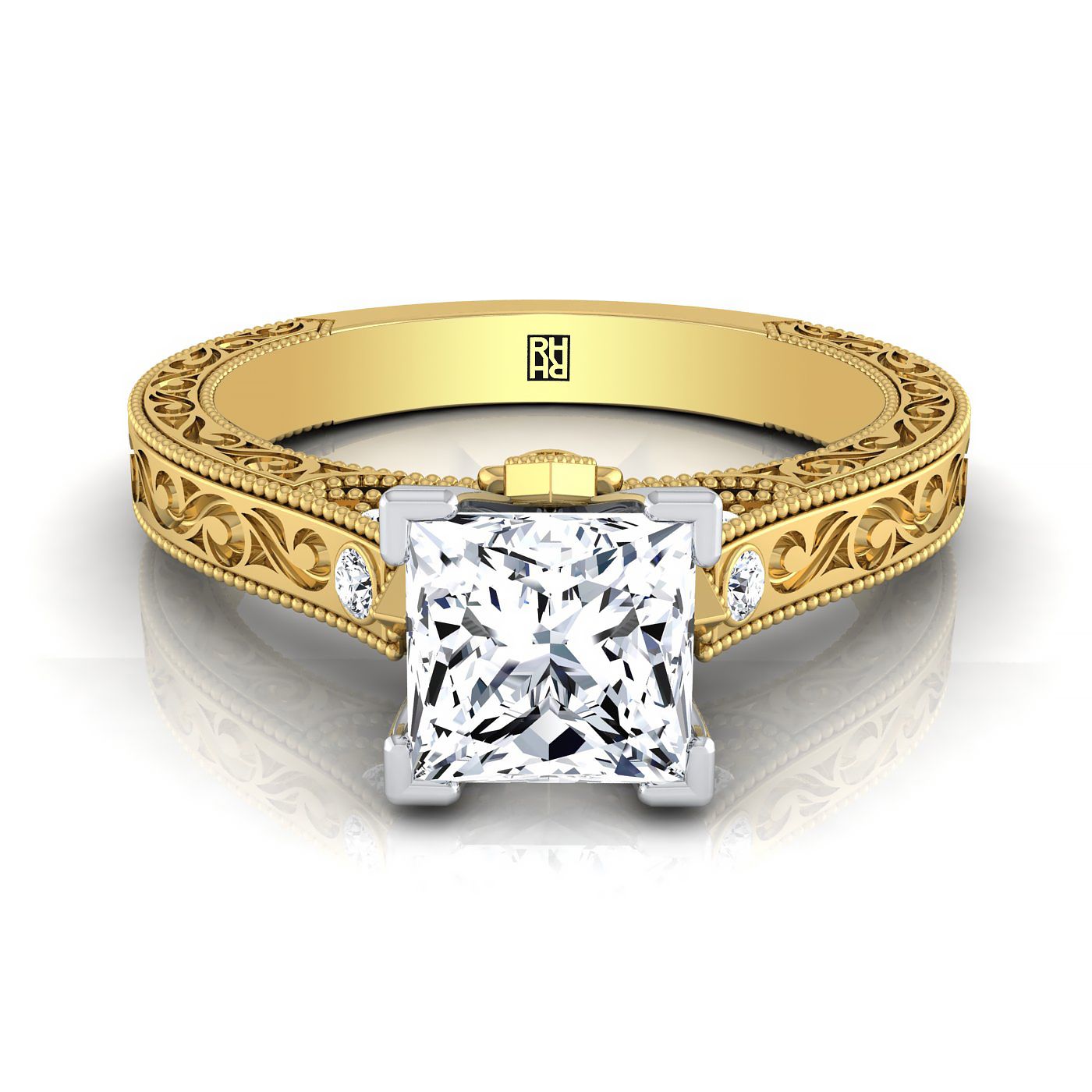 The Stella Select Vintage Solitaire Engagement Ring with Lab Diamond in 18K Yellow Gold - view 1