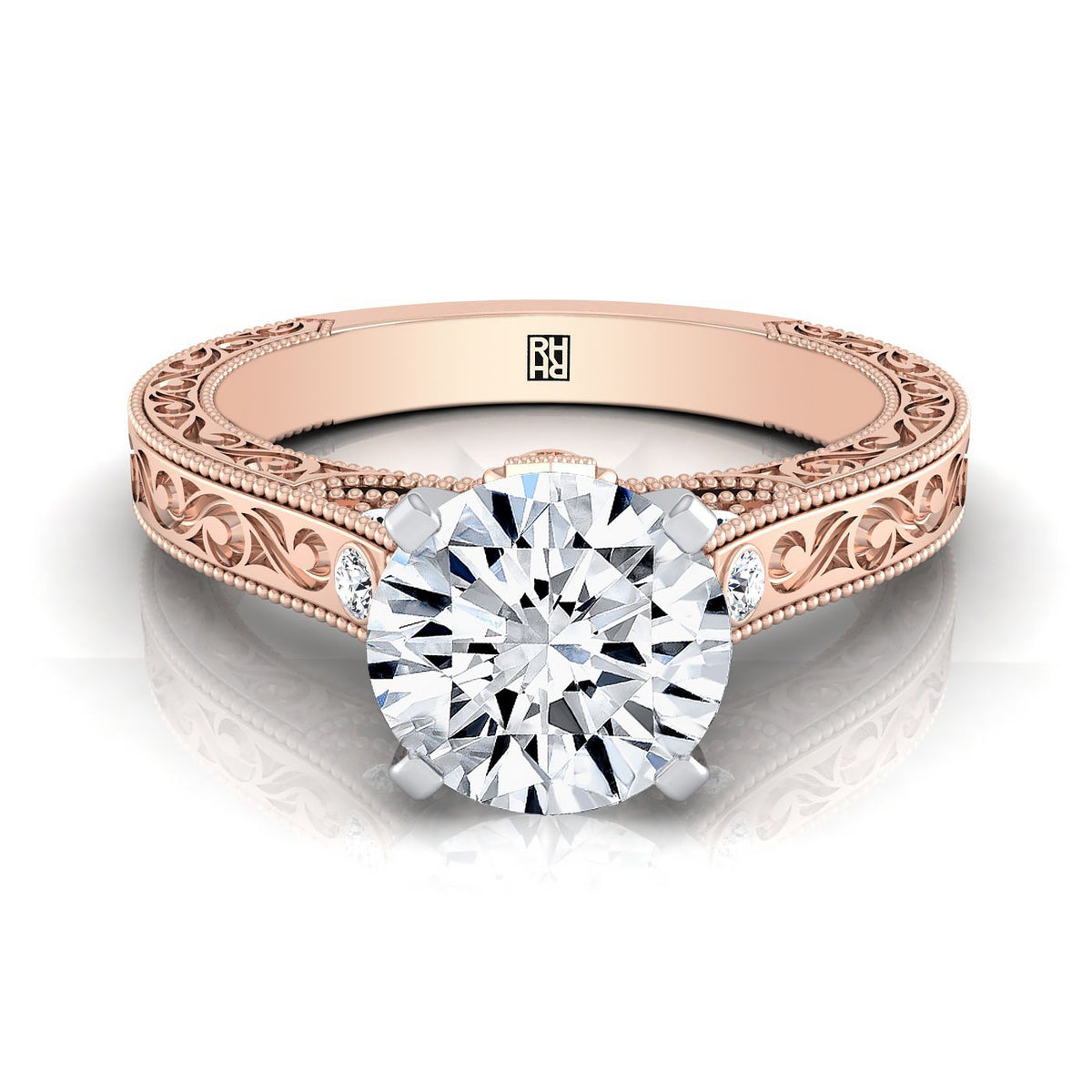 The Stella round engagement ring setting in 14K Rose Gold | RockHer