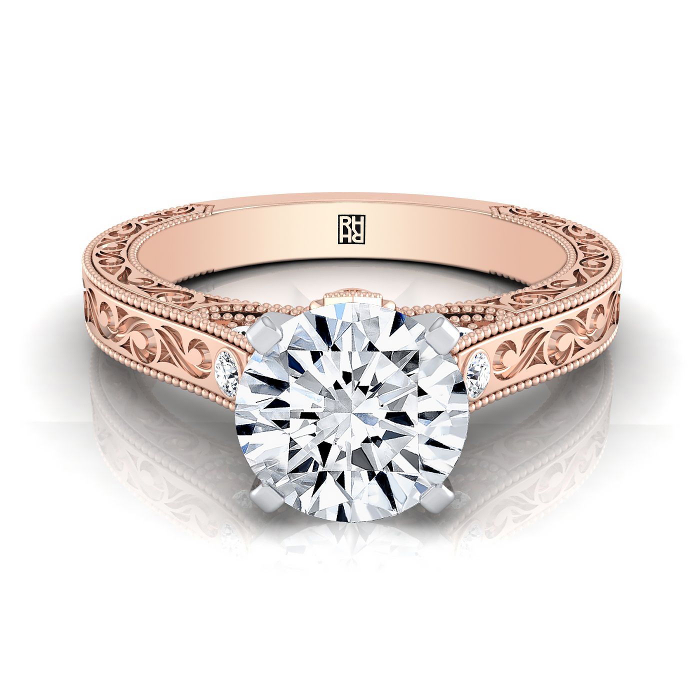 The Stella Select Vintage Solitaire Engagement Ring with Lab Diamond in 14K Rose Gold - view 1