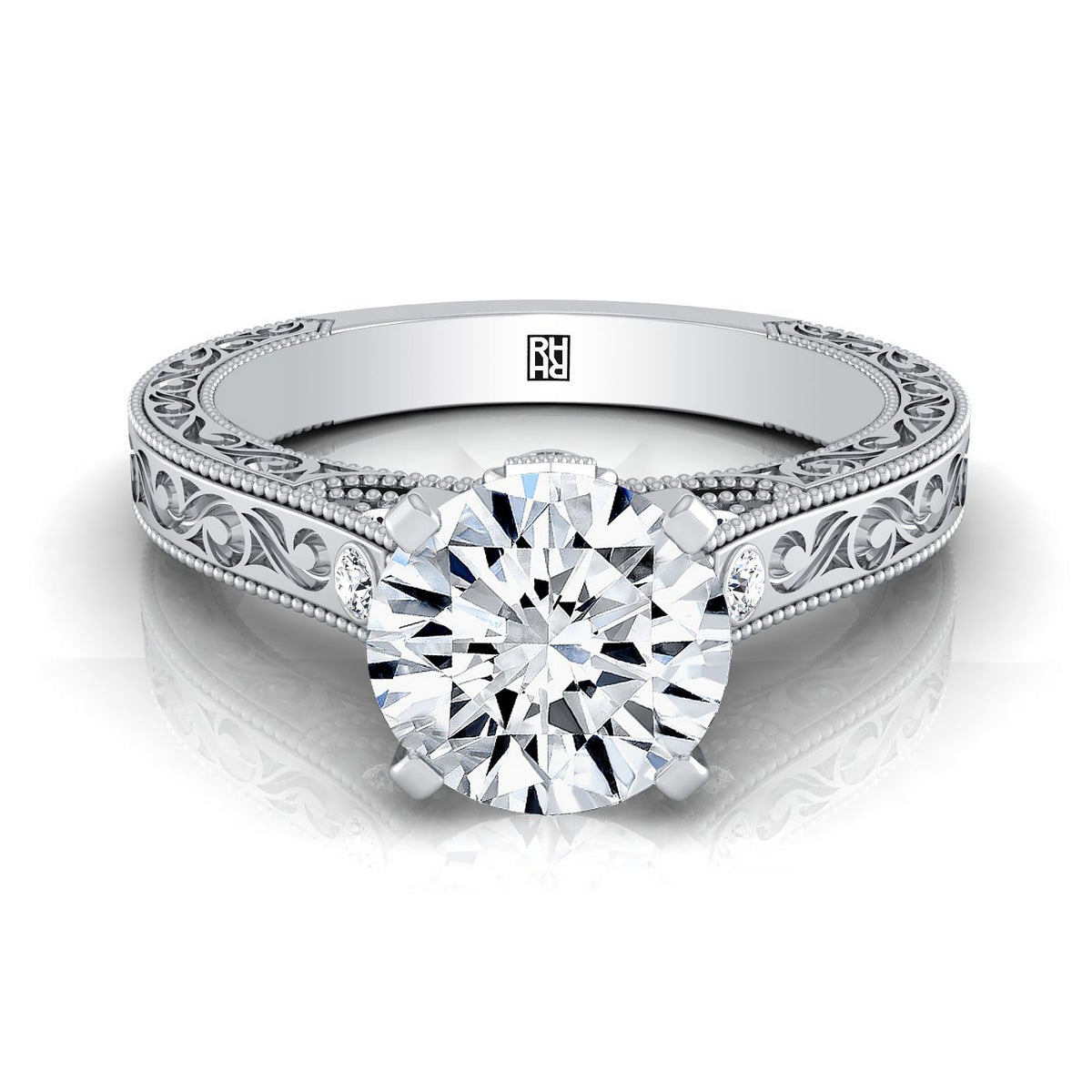 The Stella round engagement ring setting in Platinum | RockHer