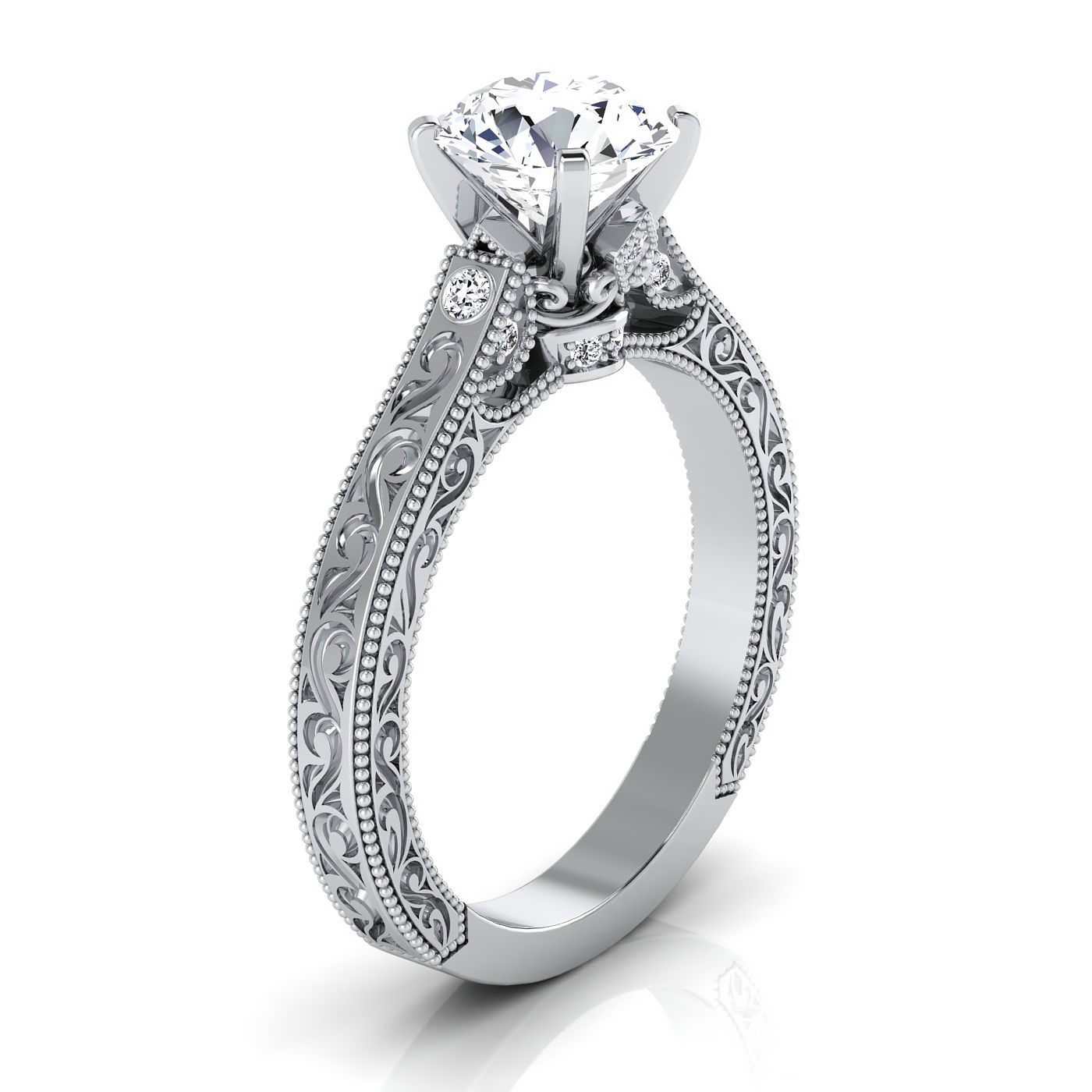 The Stella Select Vintage Solitaire Engagement Ring with Lab Diamond in Platinum - view 2