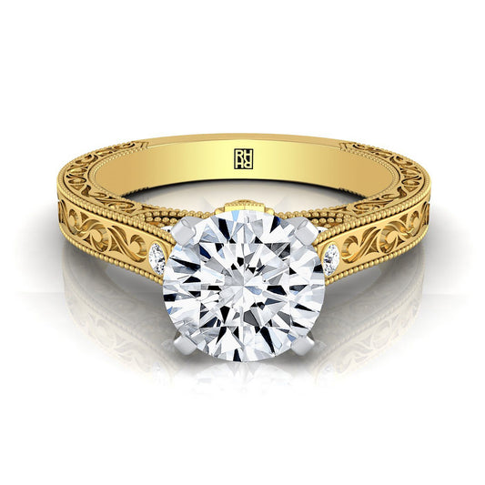 The Stella Select Vintage Solitaire Engagement Ring with Lab Diamond in 18K Yellow Gold - view 1